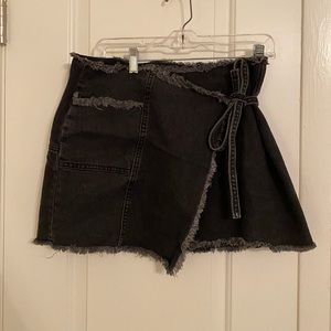 Black denim wrap skirt from Urban Outfitters